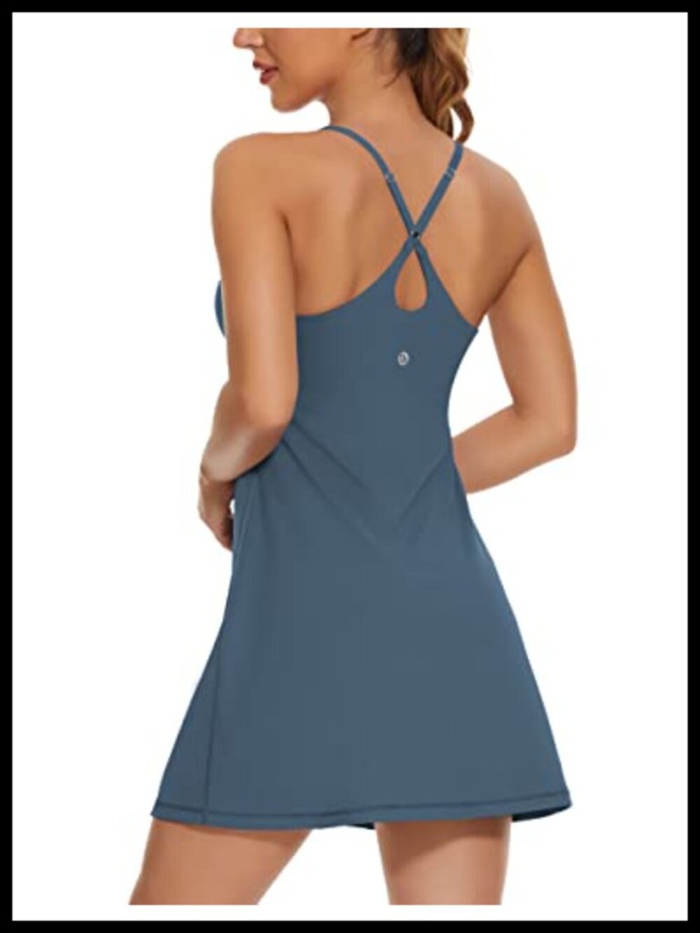 Women's 2-in-1 Tennis Dress Built-in Bra Shorts Pockets Athletic Golf